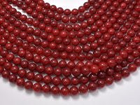 Jade Beads, Red, 8mm Round Beads-RainbowBeads