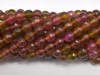 Watermelon Tourmaline Jade Beads - Multicolor, 8mm Faceted Round-RainbowBeads