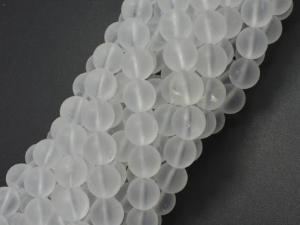 Matte Clear Quartz Beads, 8mm, Round Beads-RainbowBeads