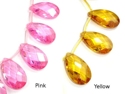 CZ bead, 12mm x 20mm Faceted Pear Briolette-RainbowBeads