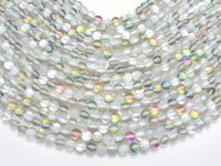 Matte Mystic Aura Quartz-Silver, Rainbow, 6mm-RainbowBeads