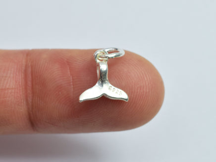 4pcs 925 Sterling Silver Charm-Whale Tail Charm, Whale Tail Pendant, 8.7x9.3mm-RainbowBeads