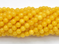 Jade - Yellow, 6mm, Round, 15 Inch-RainbowBeads