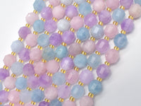 Aquamarine, Lavender Amethyst, Rose Quartz, 8mm Faceted Prism Double Point Cut-RainbowBeads