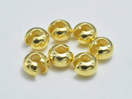 10pcs 24K Gold Vermeil Crimp Cover, 925 Sterling Silver Crimp Cover Beads, 4mm-RainbowBeads