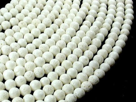White Sponge Coral Beads, Round, 6mm(6.5 mm)-RainbowBeads