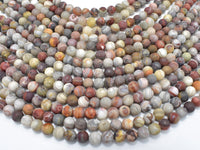 Matte Mexican Crazy Lace Agate Beads, 6mm Round Beads-RainbowBeads