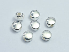 6pcs 925 Sterling Silver 4.5mm Round Coin Beads-RainbowBeads