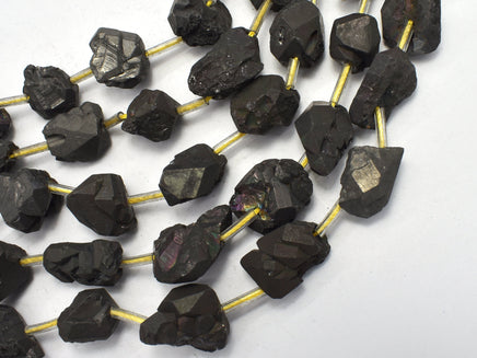 Raw Quartz - Coated Black, Approx. 12x15mm Nugget-RainbowBeads