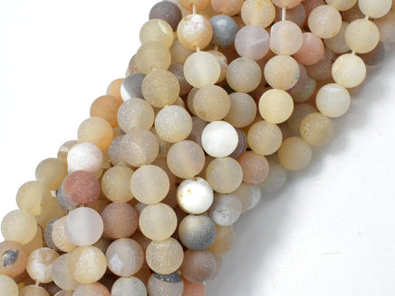 Druzy Agate Beads, Light Gray Geode Agate Beads, 6mm Round Beads-RainbowBeads