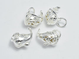 1pc 925 Sterling Silver Charms, Whale Charms, 13x9x8mm-RainbowBeads