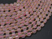 Rose Quartz Beads, 6mm Faceted Prism Double Point Cut-RainbowBeads