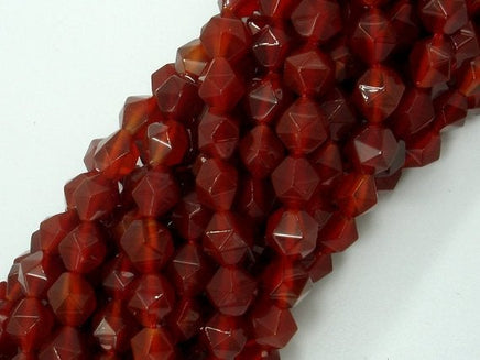 Carnelian Beads, 8mm (7.5mm) Star Cut Faceted Round Beads-RainbowBeads