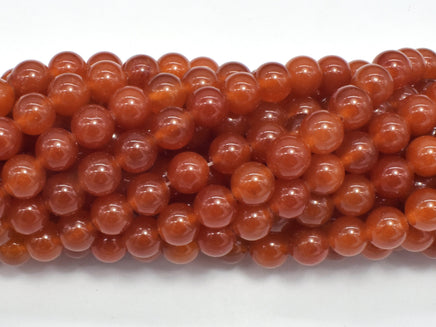 Jade - Orange, 8mm, Round-RainbowBeads