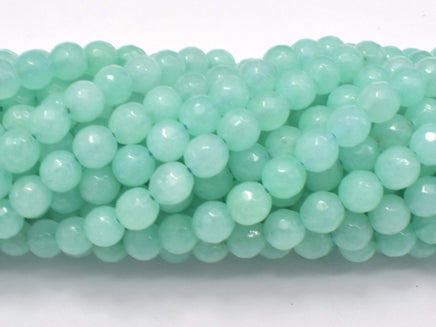 Jade Beads, Light Green, 6mm Faceted Round-RainbowBeads