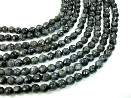 Black Labradorite, Larvikite, 8mm Faceted Round Beads, 14.5 Inch-RainbowBeads