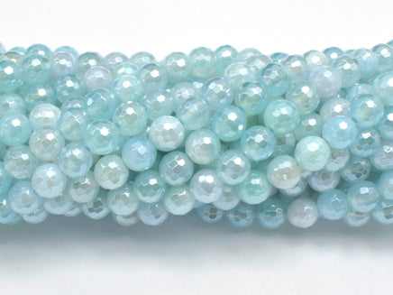 Mystic Coated Agate-Light Blue, 6mm Faceted Round-RainbowBeads