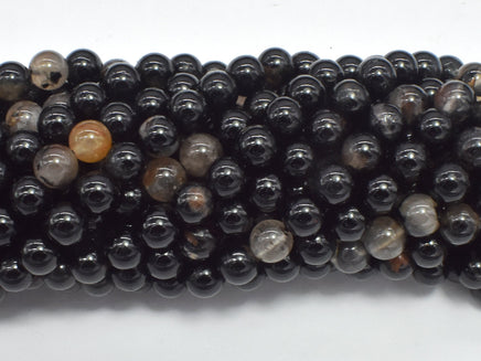 Black Tourmaline Beads, 6mm, Round-RainbowBeads