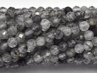 Black Rutilated Quartz Beads, 3mm (2.8mm) Faceted Micro Round-RainbowBeads