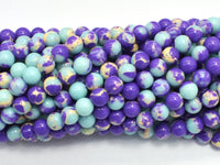 Impression Jasper-Blue & Purple 6mm Round-RainbowBeads