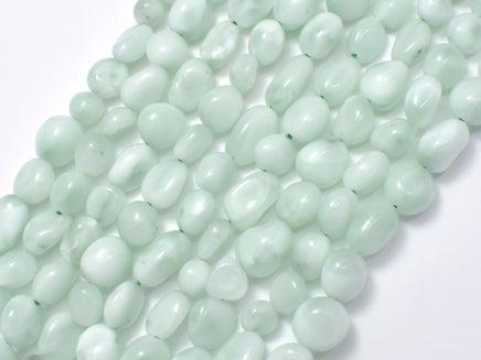 Green Angelite Beads, 6x8mm Nugget Bead-RainbowBeads