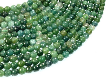 Moss Agate Beads, 6mm Faceted Round Beads, 15 Inch-RainbowBeads