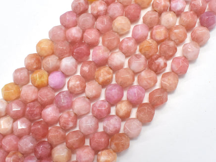 Jade - Peach, 8mm Faceted Star Cut Round-RainbowBeads