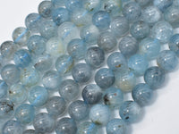 Genuine Aquamarine Beads, 10mm Round Beads-RainbowBeads