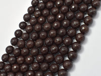 Jade Beads, Coffee, 8mm Faceted Round, 14.5 Inch-RainbowBeads