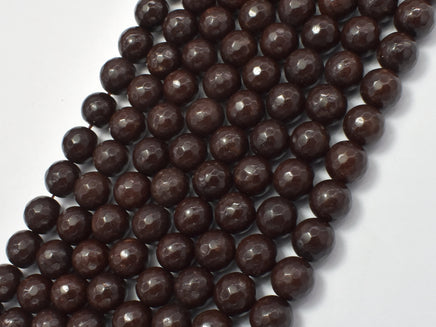 Jade Beads, Coffee, 8mm Faceted Round, 14.5 Inch-RainbowBeads