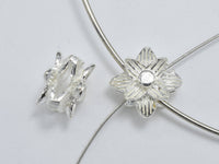 2pcs 925 Sterling Silver Beads-Flower, 7x7mm, 5.3mm Thick-RainbowBeads