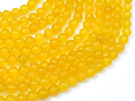 Jade Beads-Yellow, 6mm (6.3mm) Round Beads-RainbowBeads