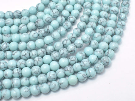 Turquoise Howlite-Light Blue, 6mm Round Beads-RainbowBeads
