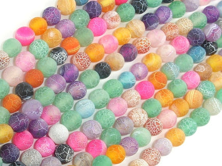Frosted Matte Agate - Multi Color, 6mm Round Beads-RainbowBeads