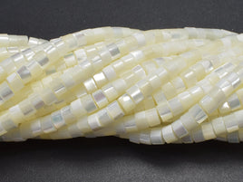 Mother of Pearl, MOP, White, 2.5x4mm Heishi-RainbowBeads