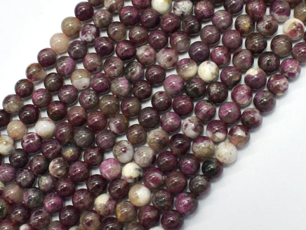 Plum Blossom Tourmaline, 6mm, Round-RainbowBeads