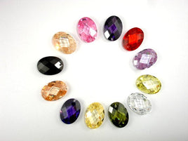 CZ beads,13x18mm Faceted Oval-RainbowBeads