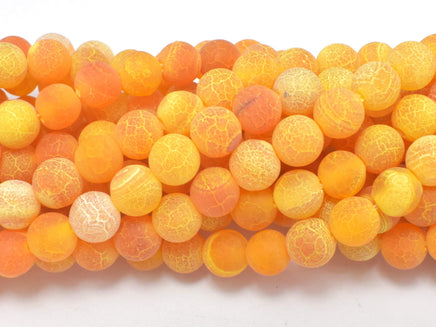 Matte Agate- Orange, 8mm (7.8mm) Round Beads-RainbowBeads