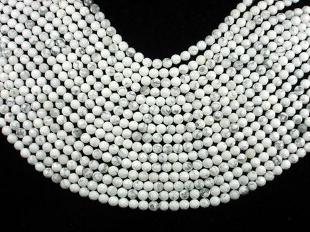 White Howlite Beads, Faceted Round, 6 mm-RainbowBeads