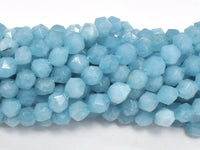 Jade - Aquamarine, 8mm Faceted Star Cut Round-RainbowBeads