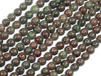 Red Green Garnet Beads, 6mm Round Beads-RainbowBeads