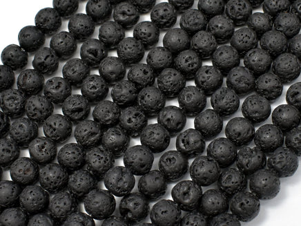 Black Lava Beads, Round, 6mm-RainbowBeads