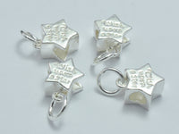 1pc 925 Sterling Silver Charms, Star Charms, Star Bails Connector, 8mm-RainbowBeads