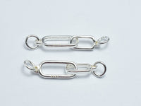 1pc 925 Sterling Silver Connector, 32x6mm, 16x6mm & 11.5x5.6mm Oval Ring-RainbowBeads