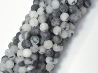 Matte Black Rutilated Quartz Beads, 6mm (6.5mm) Round-RainbowBeads
