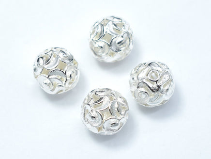 2pcs 925 Sterling Silver Beads, 9.5mm Round Beads-RainbowBeads