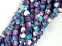 Rain Flower Stone Beads, Blue, Purple, 6mm Faceted Round-RainbowBeads