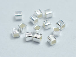 50pcs 925 Sterling Silver Beads, 1.5x1.5mm Cube Beads, Square Crimp Beads-RainbowBeads
