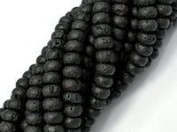 Black Lava Beads, 5x8mm Rondelle Beads-RainbowBeads