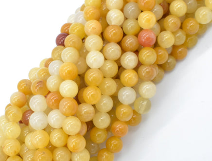 Yellow Jade Beads, Round, 6mm, 15.5 Inch-RainbowBeads